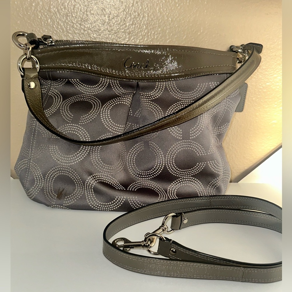 Coach Gray Patterned Adjustable Straps Shoulder and Crossbody Bag